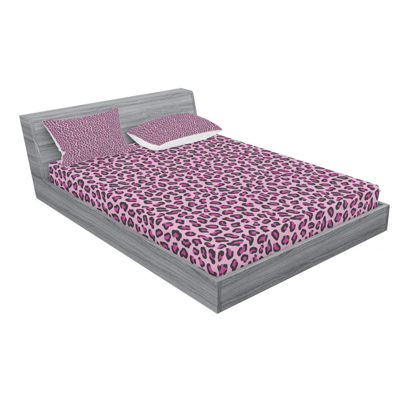 Microfiber Animal Print Sheet Set, Queen Sheet Set with Fitted Sheet, Jaguar Animal