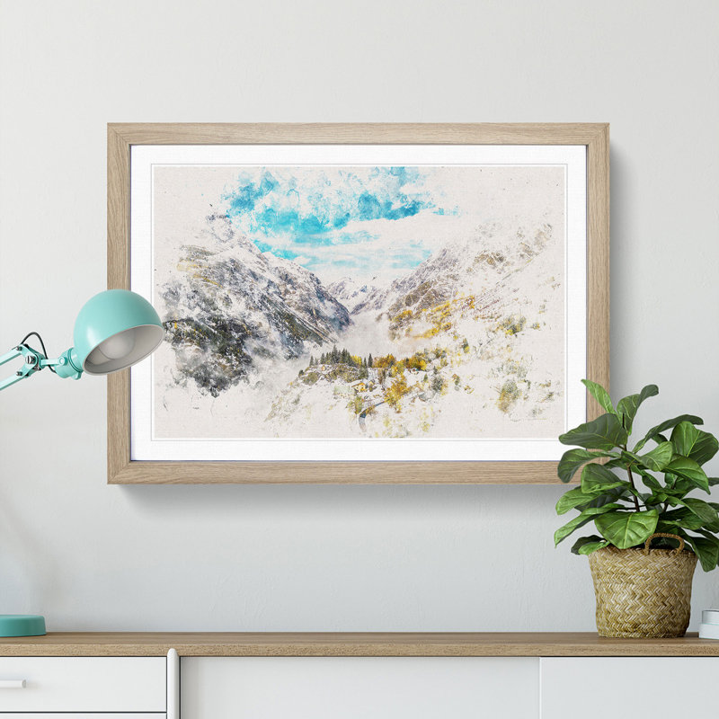 Mountain View in France - Framed Print, Oak Framed, 45cm H x 63cm W x 2cm D