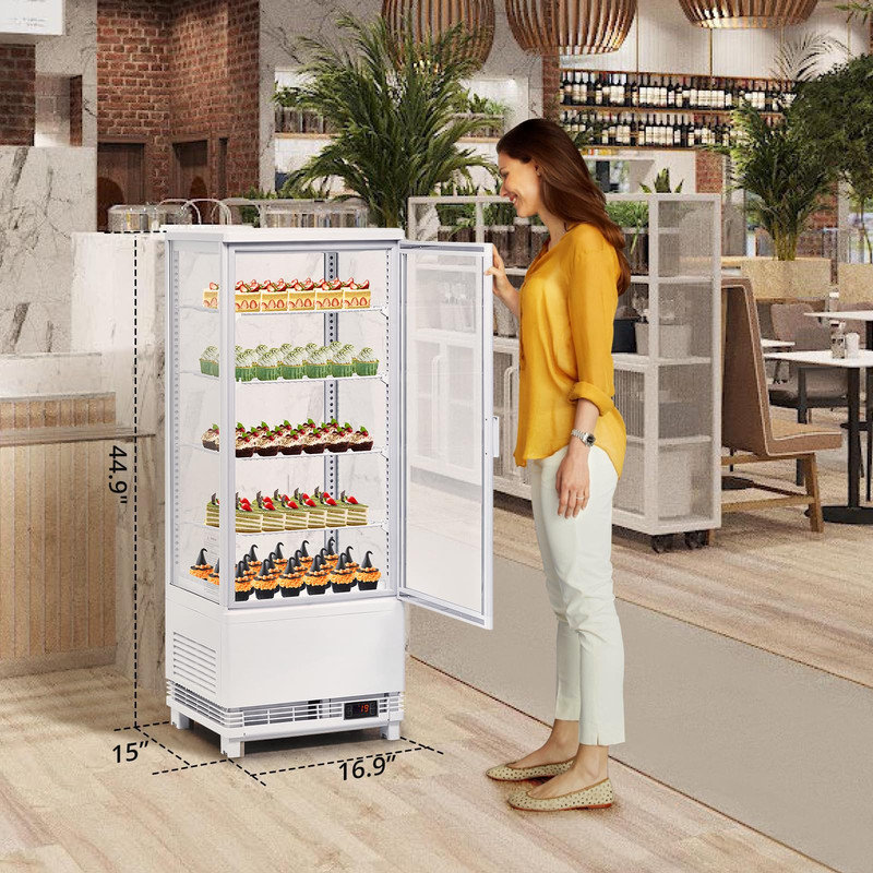 Vitrine à gâteau commerciale de 3,5 pieds cubes avec éclairage à DEL et porte verrouillable en verre pour café