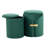 Contemporary Nesting Ottoman Set Velvet With Gold Metal Accent Pieces-1959632887