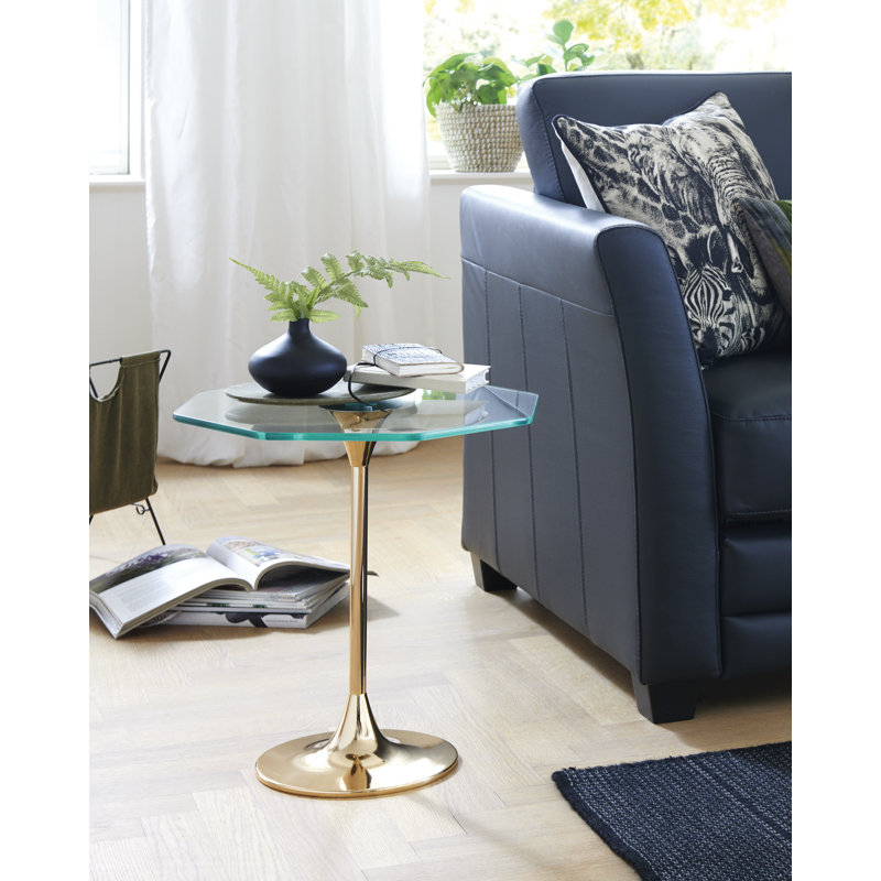 Cauthen Glass Top Pedestal End Table