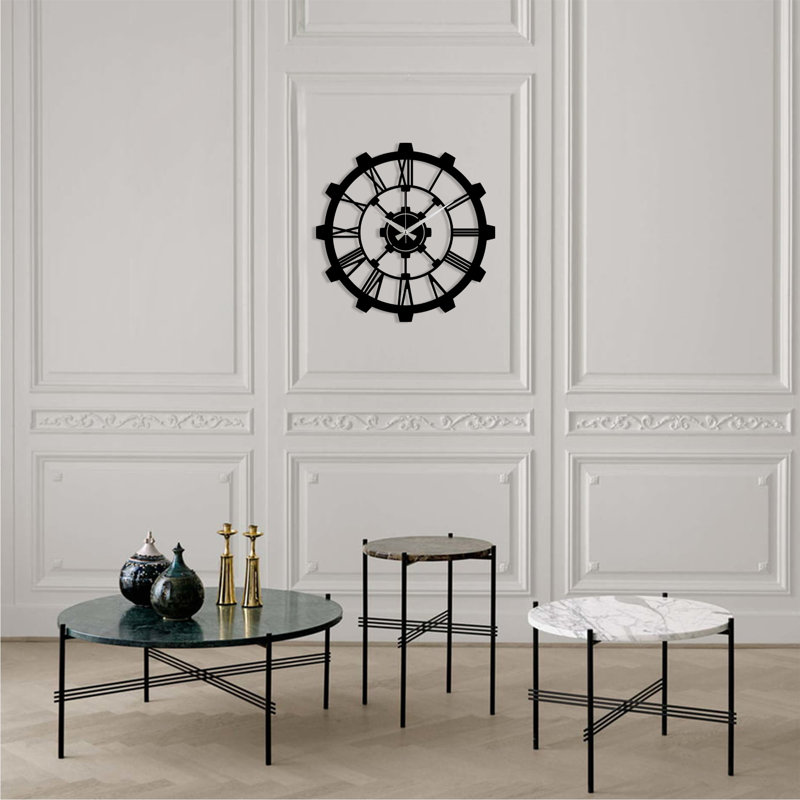 Elegant Metal Wall Clock, 19.0 x 19.0 inches | 100% Durable Metal, Thickness: 0.06 inches | Silent Mechanism, Easy Wall Mount | Perfect for Home Decor & Office, Battery Operated (1 AA Battery Required)