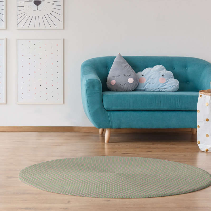 Chenille Geometric Indoor Rug, Round 5'
