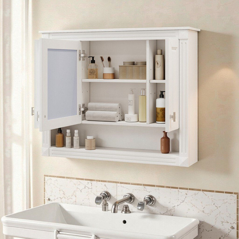 Pharmacie murale peu encombrante avec miroir et rangement réglable