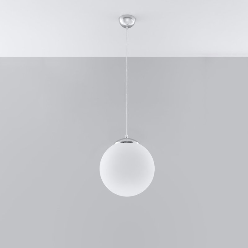 Huings 1 - Light Sphere Pendant, 150cm H x 30cm W x 30cm D, Chrome