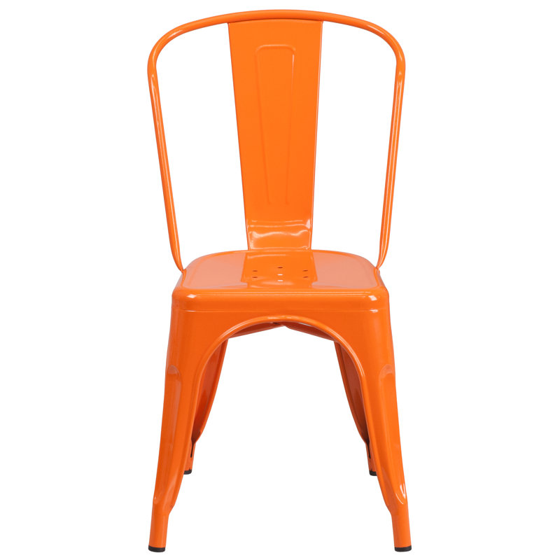 Commercial GradeMetal Indoor-Outdoor Stackable Chair, Orange
