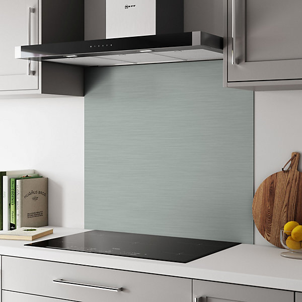 Aluminium Kitchen Hob Splashback, Brushed Steel/Brushed Titanium, 80 cm x 90 cm