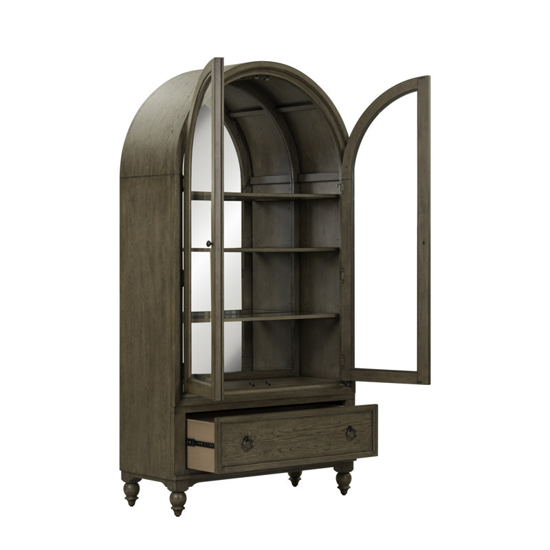 Arched Display Cabinet w/ Adjustable Shelves & LED Lighting
