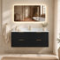 Ensemble meuble-lavabo suspendu noir de 122 cm avec lavabo intégré et miroir de courtoisie à DEL de 122 x 61 cm