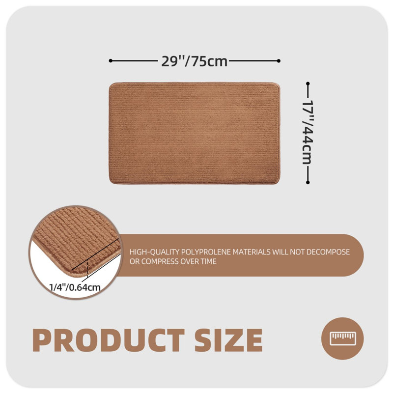 Tapis de cuisine Dawon, Rectangle 2 pi 5 po x 1 pi 5 po, Brun