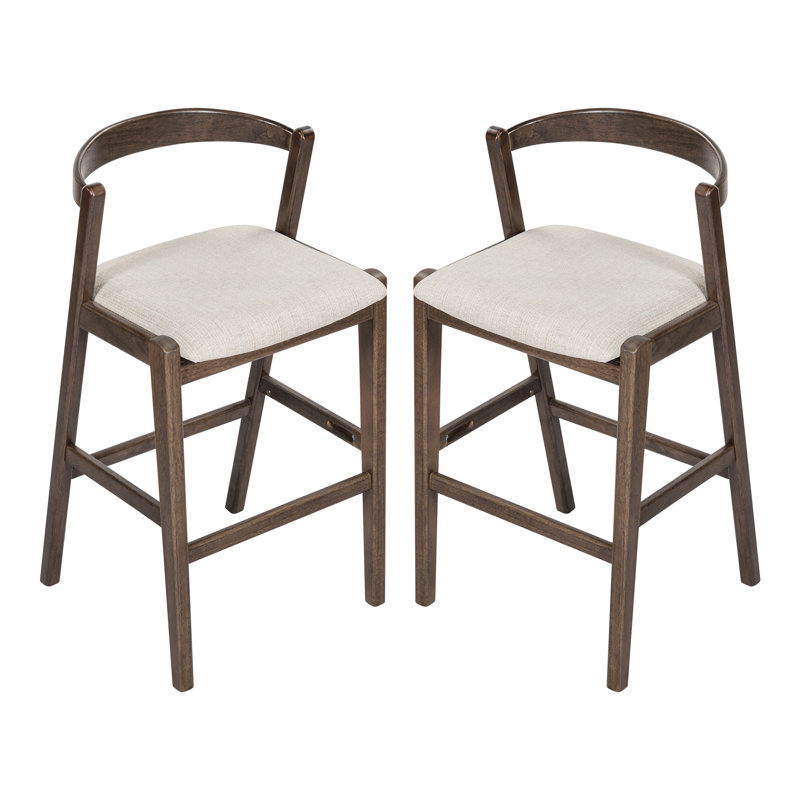 Tabouret de bar d'intérieur en bois d'hévéa Balmain, ensemble de 2, Marron foncé