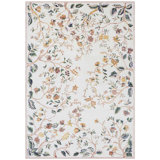 Floral Area Rug in Ivory