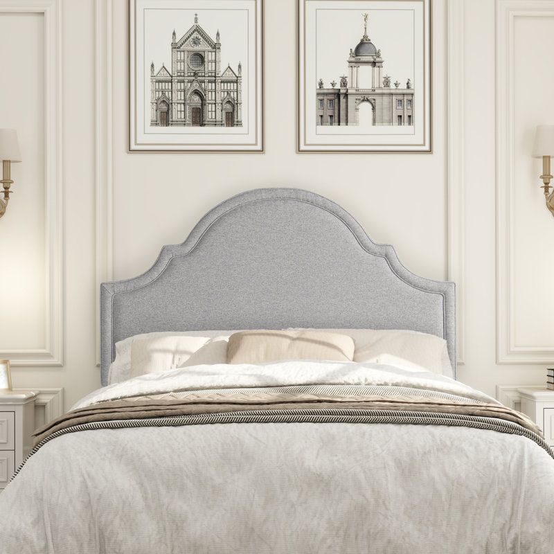 Tête de lit tapissier Crantor, Grand, Polyester gris clair
