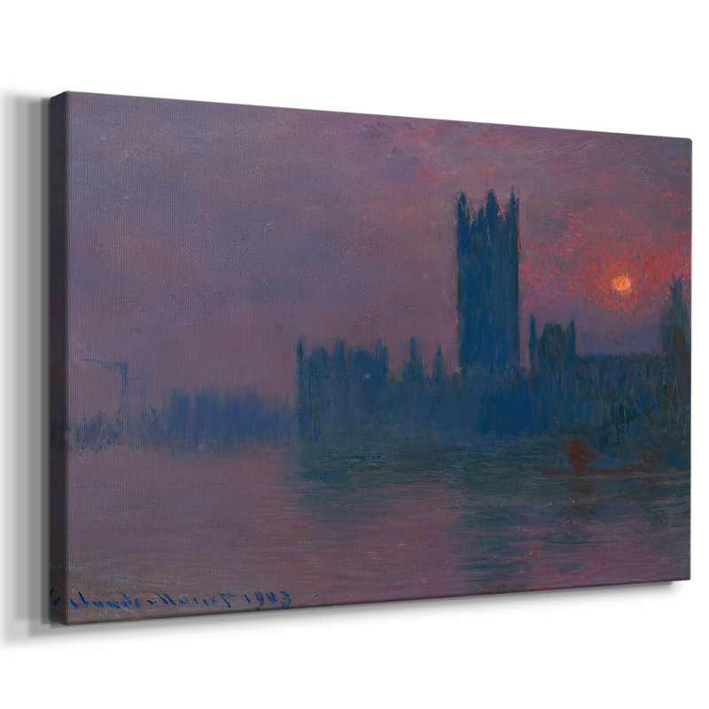 Maisons du Parlement, coucher de soleil-Claude Monet-Toile tendue avec châssis-1903, 24 x 36
