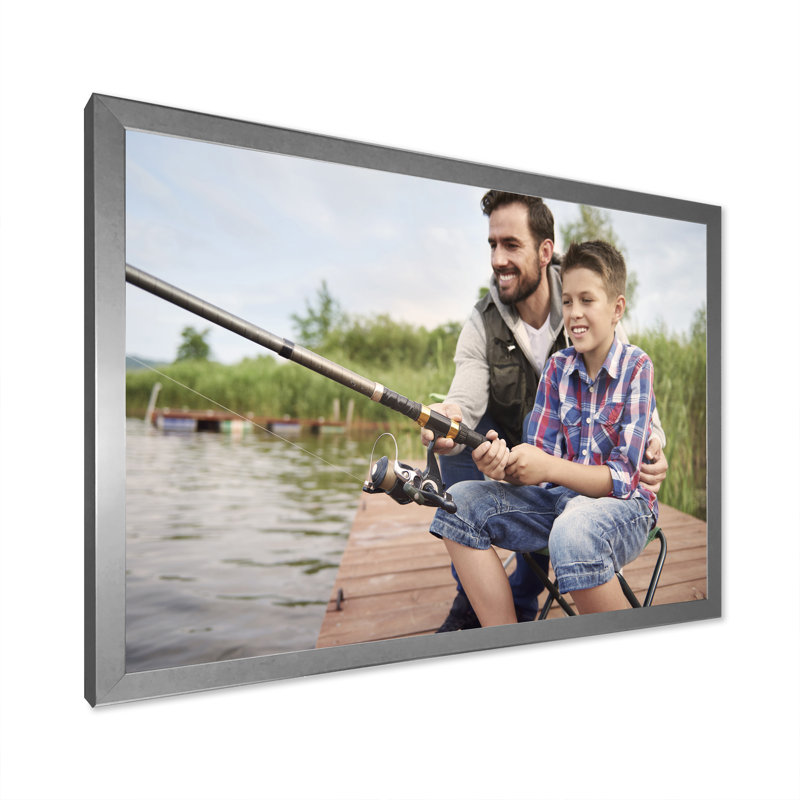 " Hunter S Fishing Pursuit II ", 34" H x 44" W x 1.5" D, Silver Single Picture Framed