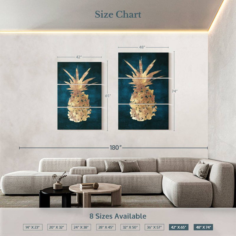 Yarlin Golden Night Pineapple, 74" H x 48" W