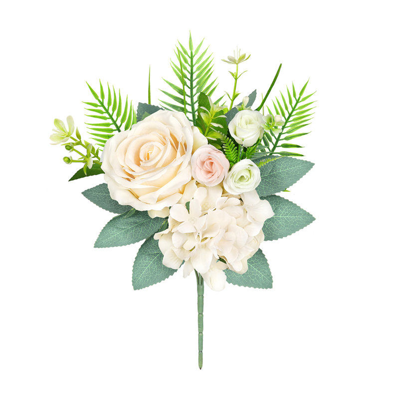 Bouquet de tiges de fleurs d'hortensia artificielles, Ivoire