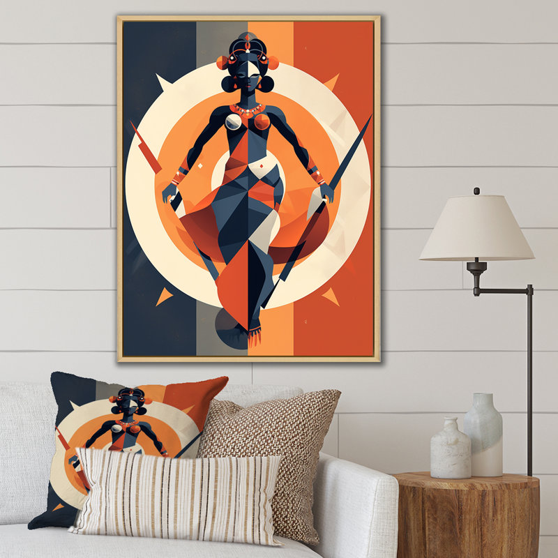 «Kali Tantric Hindu Goddess», illustration rétro - impression, Cadre naturel flottant, H 44 po x l 34 po x P 1,5 po