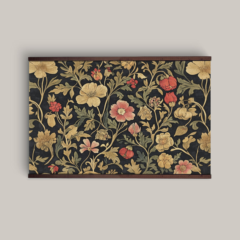 Tapisserie florale rétro - art inspiré de William Morris, H 32 po x l 48 po