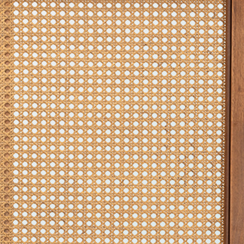 Montrose mid-century modern Rustic Oak Wood Rattan King Size Headboard, 49.8'' H X 77.89'' W X 0.55'' D, King