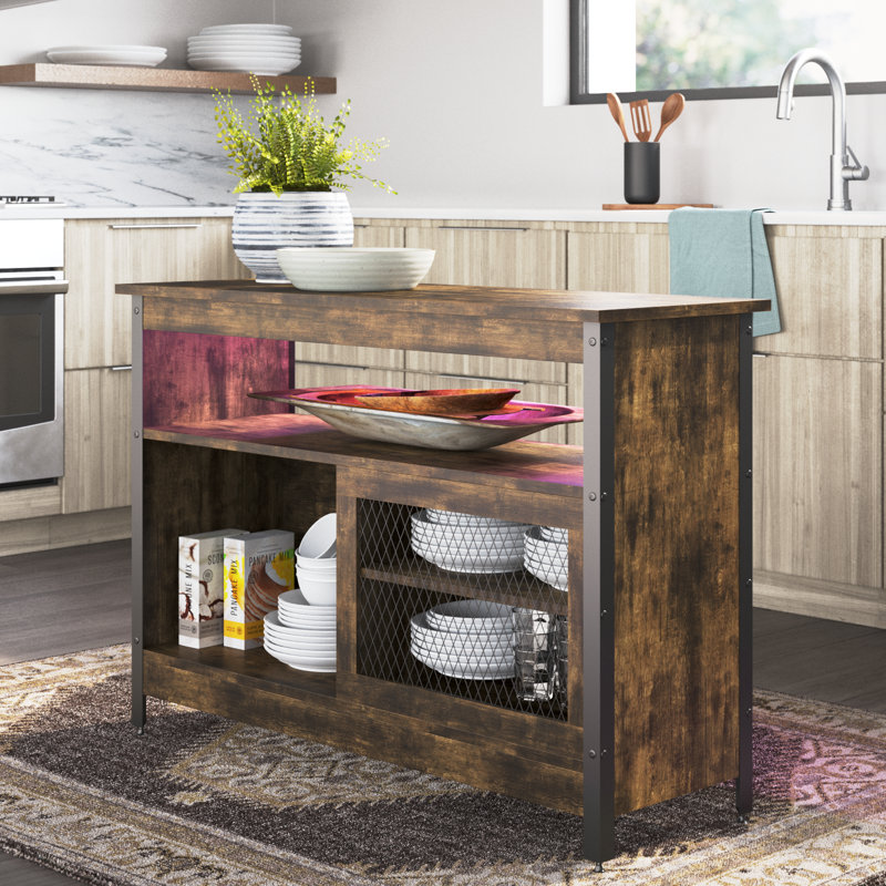 Support de service de cuisine 44,09 po Marlatt, Brun rustique