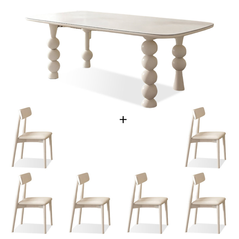 Ensemble de table de salle à manger pour 6 personnes, H 29,53 po x l 70,87 po x P 31,50 po, 7 pièces : table, 6 chaises