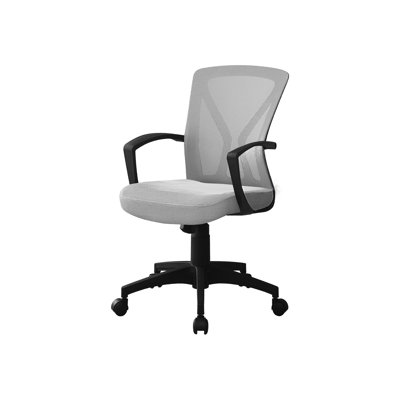 Chaise de bureau à hauteur réglable, dossier en filet gris et base en métal noir, pour un confort accru, chaise contemporaine, système de verrouillage de hauteur,
