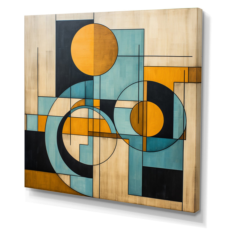 «Serendipity Abstract Mid-Century Geometrics», art abstrait sur toile Mid-Century, H 16 po x l 16 po x P 1 po, Toile tendue