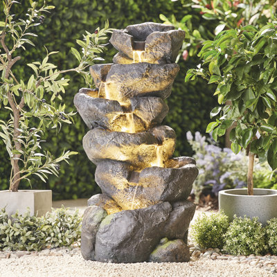 Warrenup Outdoor Weather Resistant Cascade Fountain with Lights