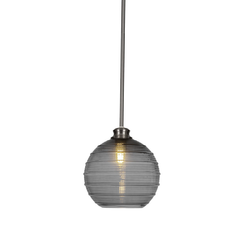 Malena 1-Light Stem Hung Pendant, 10.5" H x 10" W x 10" D, Black, Brushed Nickel