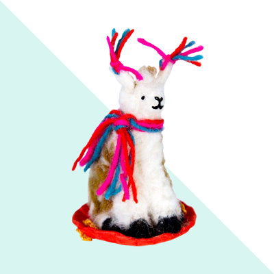 Ornement figurine suspendu bonshommes llama feutre