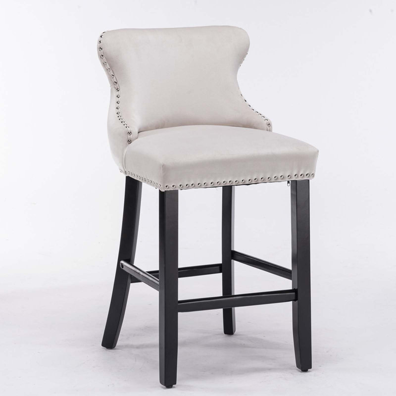 Tevy Upholstered Counter Stool, Beige, 4