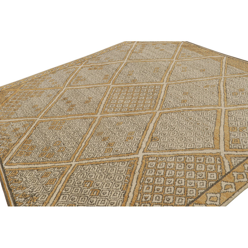 Moroccan Hand Knotted Geometric Area Rug, Rectangle 6' x 9'