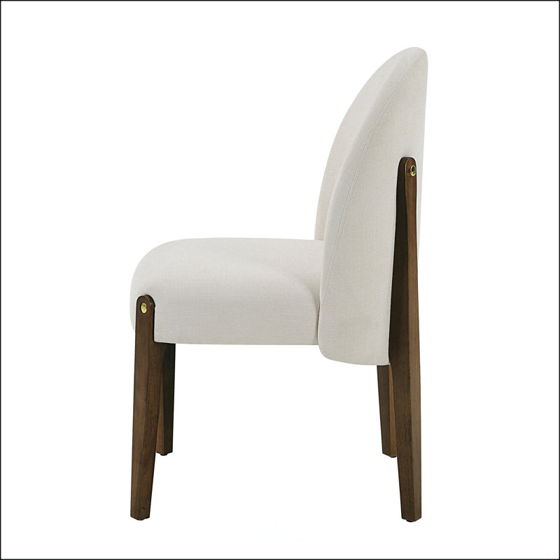 Chaise d'appoint en tissu blanc et finition chêne