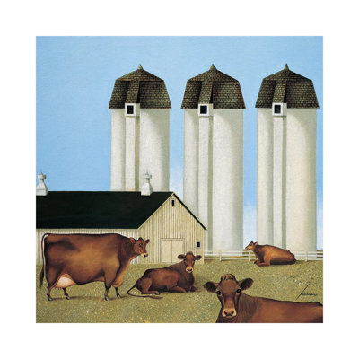 Three Silos 1 Piece Wrapped Canvas Painting