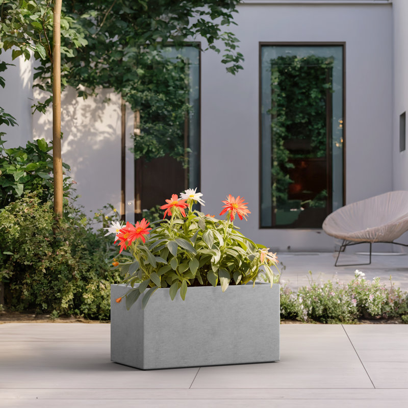 Lapria Handmade Planter Box, 12.5" H x 23.5" W x 12" D, Stone Finish
