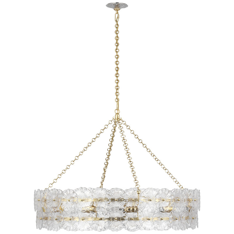 Julie Neill Gianna 36" Ring Chandelier with Clear Glass, Gold, Clear