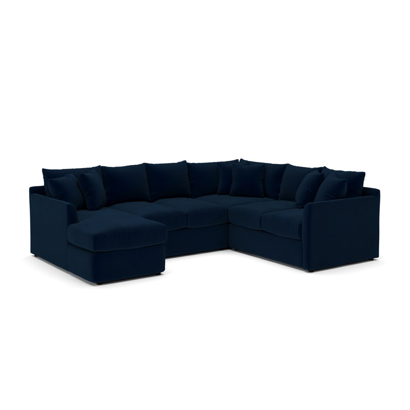 Canapé modulaire en U à 3 pièces de 6 pièces 119 po Cecelia, Denim indigo classique, Orienté à gauche (vu de face)