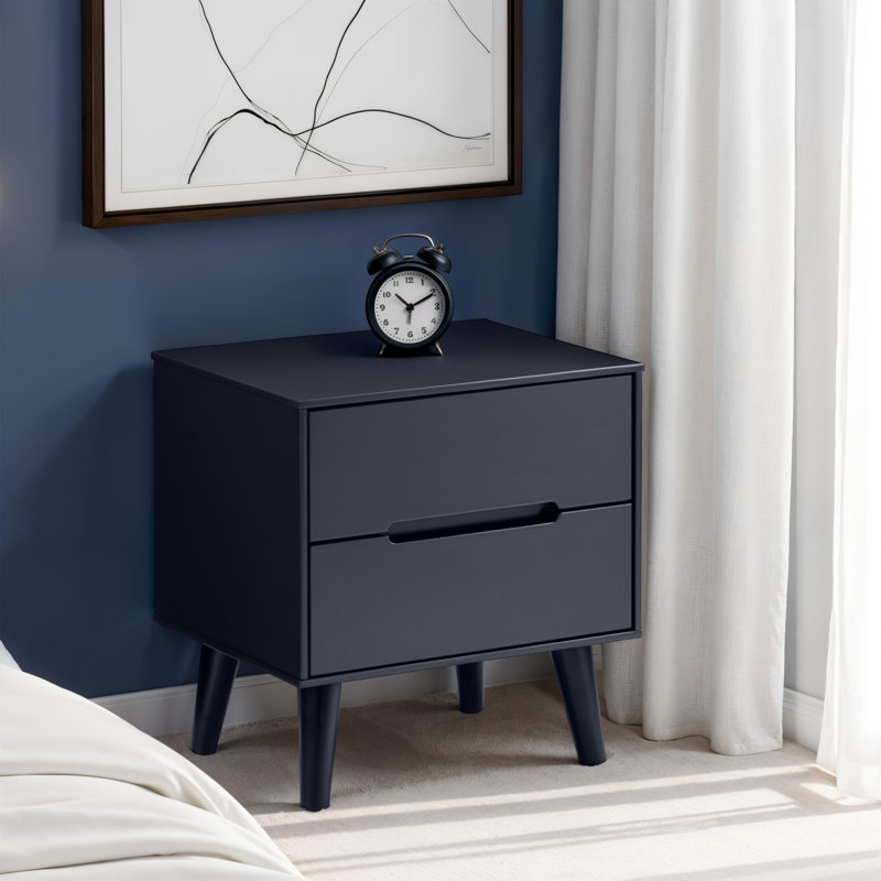 Heriberto 45cm W Manufactured Wood Bedside Table, Anthracite