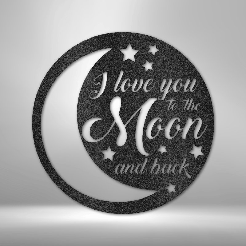 Love You to Moon and Back, H 28,75 po x l 29,5 po x P 0,5 po, Noir