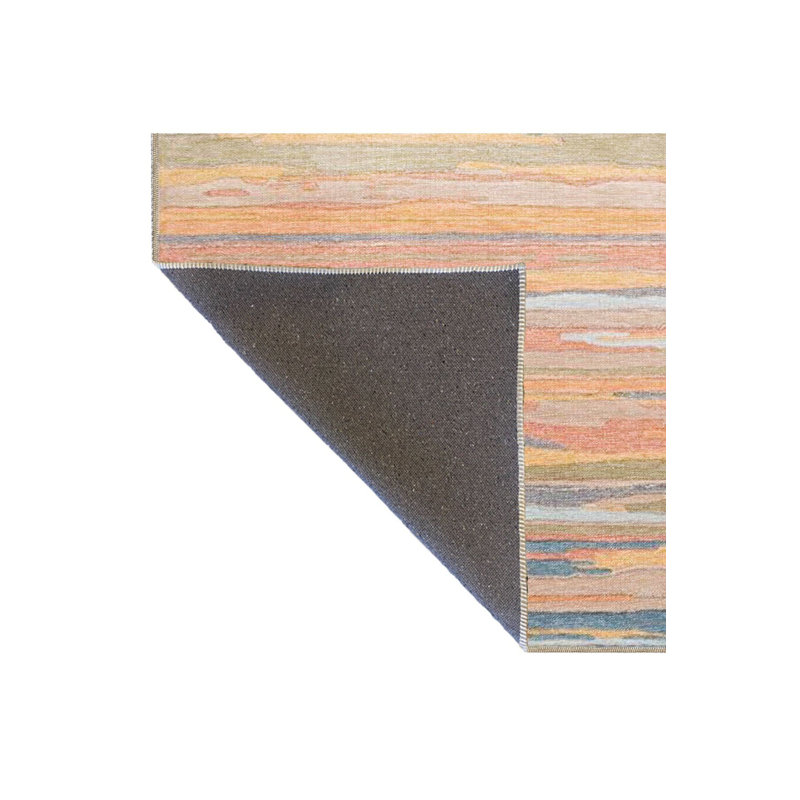 Orange Toned Striped Colorful Patterned Woven Base Rug, Runner 3'3" x 6'7" Rug Pad Included