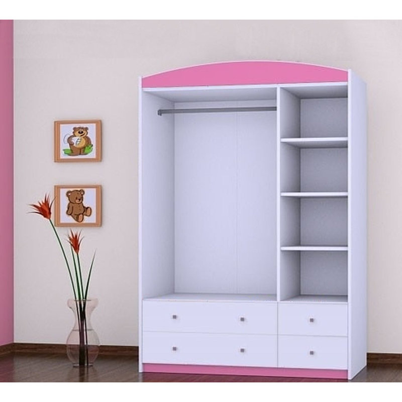 Clevenger 3 Door Wardrobe, Pink