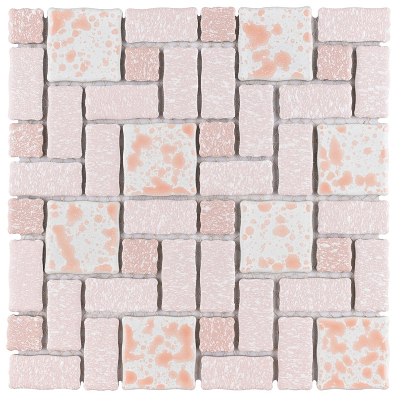 Academy Random Sized Straight Edge Porcelain Versailles Mosaic Wall & Floor Tile, Pink/White