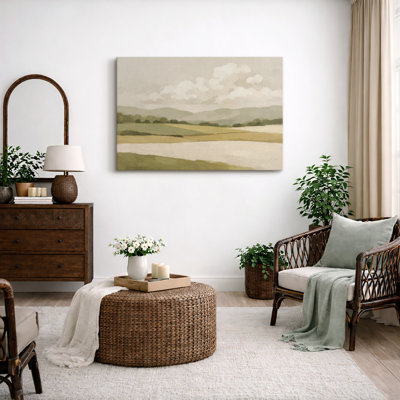 «Abstract Pastel Landscape Horizon Artwork», impression de giclée sur toile encadrée