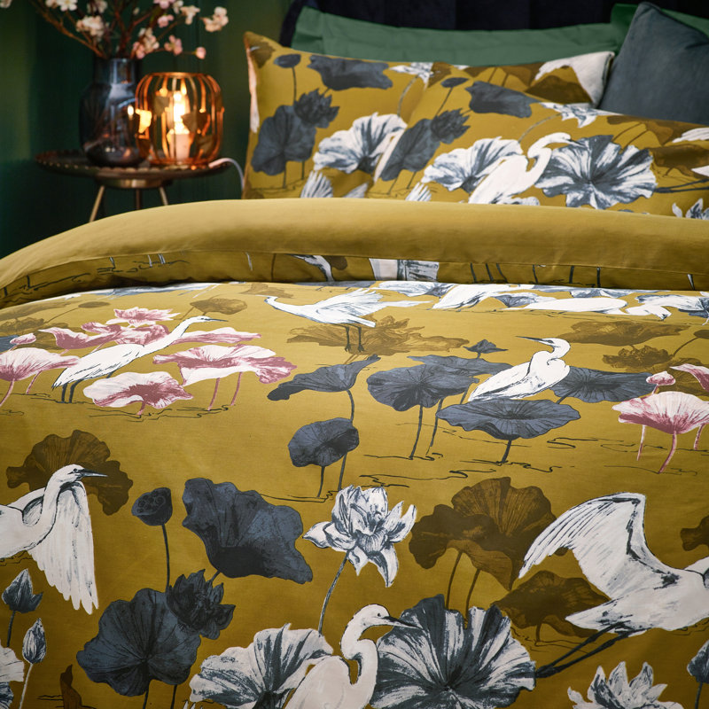 Aksharan Polyester Floral Duvet Cover Set with Pillowcases, Double - 2 Standard Pillowcases, Olive