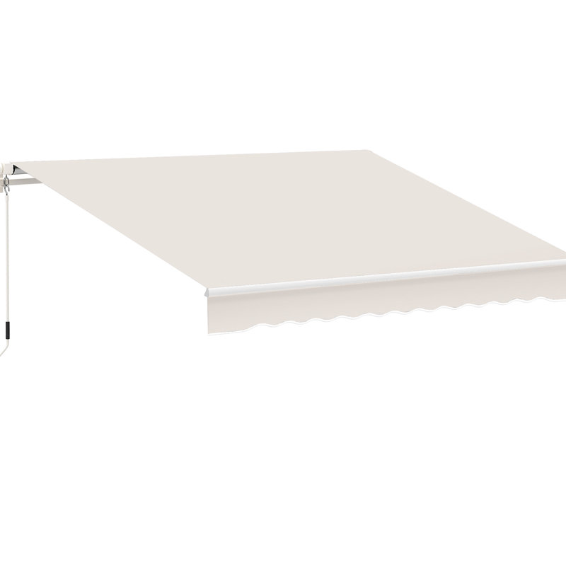 8' X 7' Beige Patio Awning, Manual Retractable Sun Shade Deck Window - Reduces Heat, Stable Construction, Adjustable Length Awning By , Exterior Cover, To Ward Off Sunlight & Regulate Heat Movement