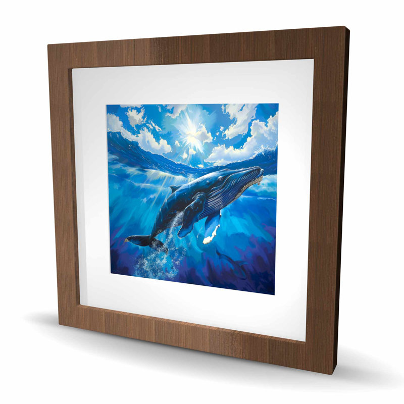 Baleine nageuse - mauve, reproduction encadrée | Décoration intérieure