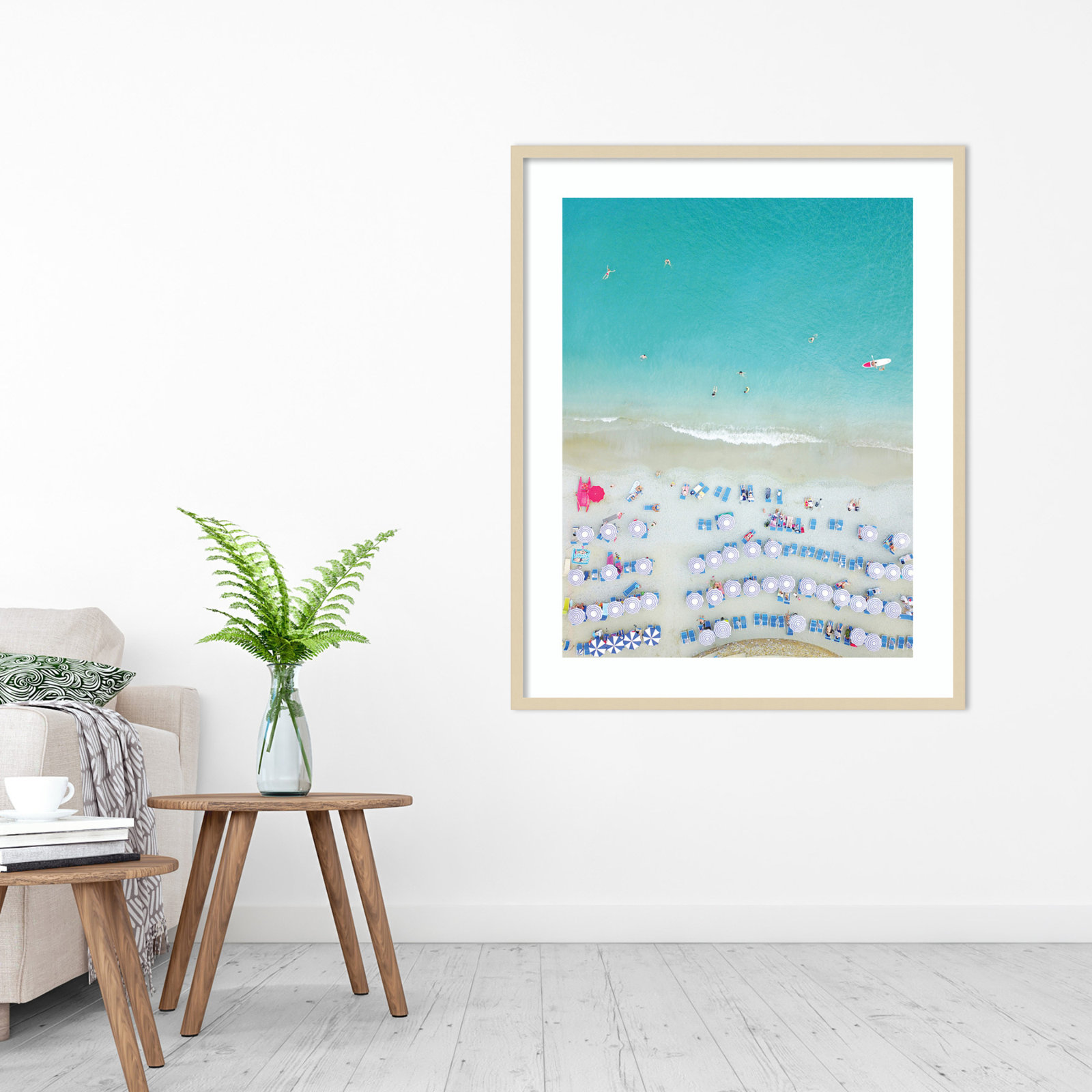 Monterosso Al Mare Swim by Rachel Dowd, 41.25" H x 33.25" W, Brown Framed