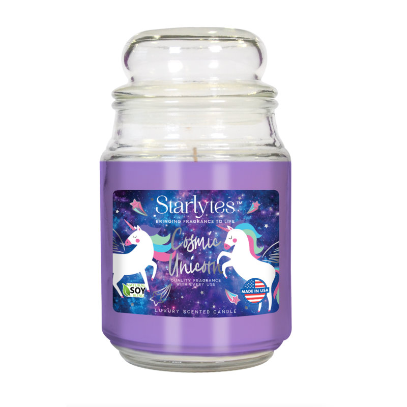 Scented Tumbler Candle with Glass Holder, Cosmic Unicorn