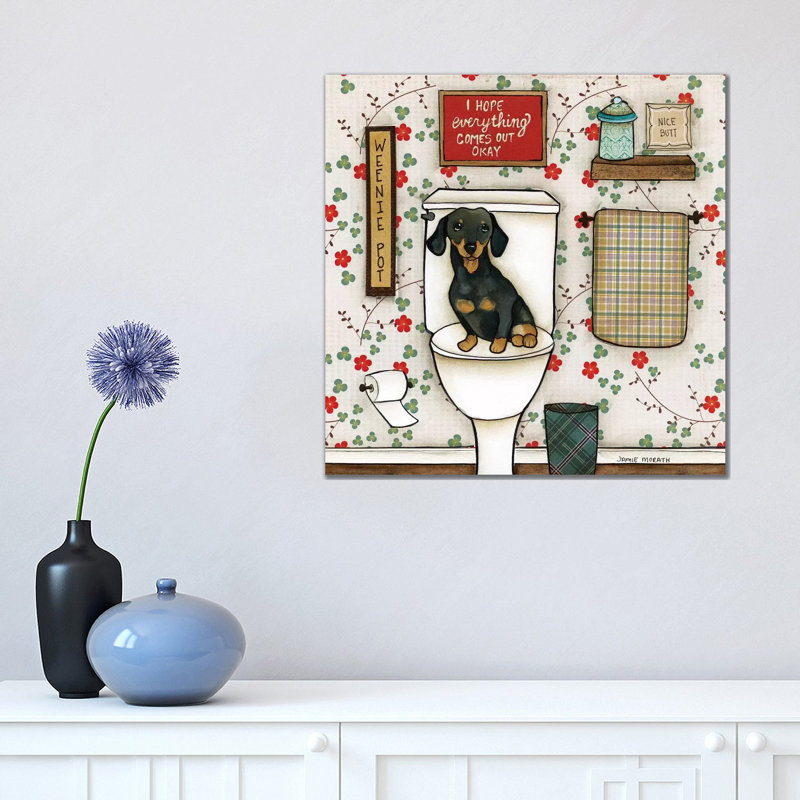 « Weenie pot » par Jamie Morath-impression, Pas de tapis, H 18 po x l 18 po x 1,5 po, Toile tendue